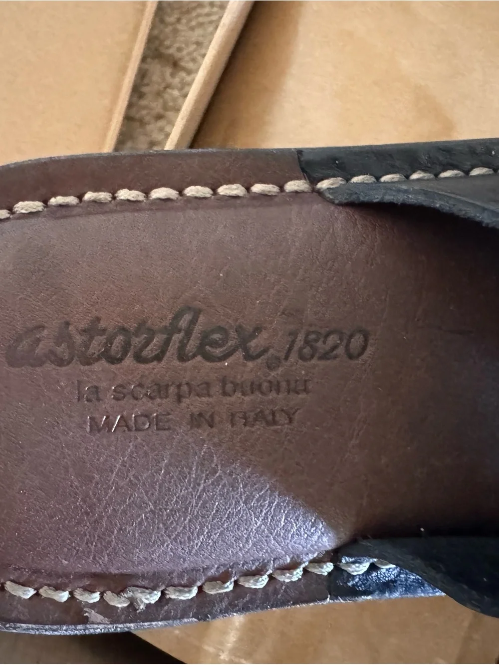 Astorflex Men's Brown Leather Slide Sandals